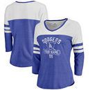Los Angeles Dodgers Fanatics Branded Women's Personalized Base Runner Tri-Blend Three-Quarter Sleeve T-Shirt - Royal