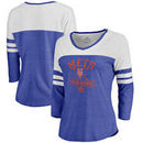 New York Mets Fanatics Branded Women's Personalized Base Runner Tri-Blend Three-Quarter Sleeve T-Shirt - Royal