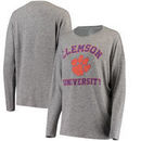 Clemson Tigers Women's Brushed Super Soft Spirit Jersey Tri-Blend Sweatshirt - Heathered Gray
