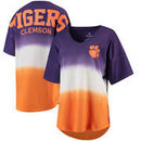 Clemson Tigers Women's Ombre V-Neck Spirit Jersey T-Shirt - Purple/Orange