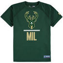 Milwaukee Bucks Under Armour Youth Authentic Lock Up Performance T-Shirt - Green