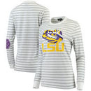 LSU Tigers Women's Elbow Patch Striped Long Sleeve T-Shirt – Heathered Gray/White