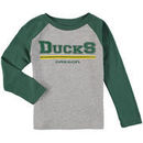 Oregon Ducks Preschool Field Line Raglan Long Sleeve T-Shirt - Heathered Gray/Green