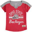 Ohio State Buckeyes Girls Youth Tribute Raglan Tri-Blend Football T-Shirt - Heathered Scarlet