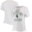 Michigan State Spartans ZooZatz Women's Lace-Up V-Neck T-Shirt - White