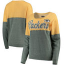 Green Bay Packers 5th & Ocean by New Era Women's Fleece Tri-Blend Sweatshirt - Gold/Green