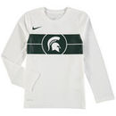Michigan State Spartans Jordan Brand Youth Basketball Performance Long Sleeve Shooting Shirt - White