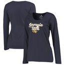 Georgia Tech Yellow Jackets Fanatics Branded Women's Plus Sizes Freehand Long Sleeve T-Shirt - Navy