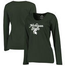 Michigan State Spartans Fanatics Branded Women's Plus Sizes Freehand Long Sleeve T-Shirt - Green