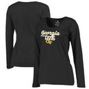 Georgia Tech Yellow Jackets Fanatics Branded Women's Plus Sizes Freehand Long Sleeve T-Shirt - Black