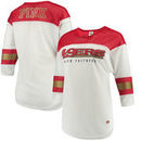 San Francisco 49ers PINK by Victoria's Secret Women's Meshed Boyfriend Jersey 3/4-Sleeve T-Shirt – White/Scarlet