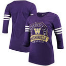 Washington Huskies Alta Gracia (Fair Trade) Women's Lulu Striped Football 3/4-Sleeve T-Shirt - Purple