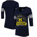 Michigan Wolverines Alta Gracia (Fair Trade) Women's Lulu Striped Football 3/4-Sleeve T-Shirt - Navy