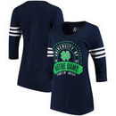 Notre Dame Fighting Irish Alta Gracia (Fair Trade) Women's Lulu Striped Football 3/4-Sleeve T-Shirt - Navy