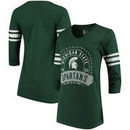 Michigan State Spartans Alta Gracia (Fair Trade) Women's Lulu Striped Football 3/4-Sleeve T-Shirt - Hunter Green