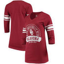 Oklahoma Sooners Alta Gracia (Fair Trade) Women's Lulu Striped Football 3/4-Sleeve T-Shirt - Crimson