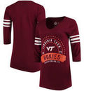 Virginia Tech Hokies Alta Gracia (Fair Trade) Women's Lulu Striped Football 3/4-Sleeve T-Shirt - Maroon
