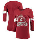 Washington State Cougars Alta Gracia (Fair Trade) Women's Lulu Striped Football 3/4-Sleeve T-Shirt - Crimson