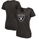 Oakland Raiders NFL Pro Line by Fanatics Branded Women's Distressed Team Logo Tri-Blend T-Shirt - Black
