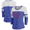 Buffalo Bills NFL Pro Line by Fanatics Branded Women's Personalized Flanker Three-Quarter Sleeve Tri-Blend T-Shirt - Royal