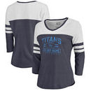 Tennessee Titans NFL Pro Line by Fanatics Branded Women's Personalized Flanker Three-Quarter Sleeve Tri-Blend T-Shirt - Navy