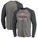 Philadelphia Phillies Fanatics Branded Cooperstown Collection Doubleday Tri-Blend Raglan Long Sleeve T-Shirt - Ash