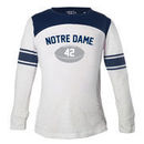 Notre Dame Fighting Irish Girls Toddler Long Sleeve Stripe Football T-Shirt - White/Navy