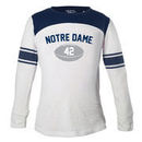 Notre Dame Fighting Irish Girls Youth Long Sleeve Stripe Football T-Shirt - White/Navy