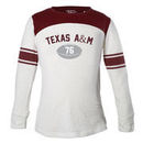 Texas A&M Aggies Girls Youth Long Sleeve Stripe Football T-Shirt - White/Maroon