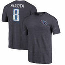 Marcus Mariota Tennessee Titans NFL Pro Line by Fanatics Branded Icon Tri-Blend Player Name & Number T-Shirt - Heathered Navy