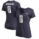 Marcus Mariota Tennessee Titans NFL Pro Line by Fanatics Branded Women's Authentic Foil Stack Name & Number V-Neck T-Shirt - Nav
