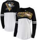 Pittsburgh Penguins 5th & Ocean by New Era Women's Baby Jersey Long Sleeve Crew T-Shirt - White/Black
