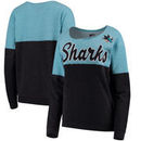 San Jose Sharks 5th & Ocean by New Era Women's Tri-Blend Fleece Scoop Neck Pullover Sweatshirt – Teal/Black