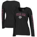 Texas A&M Aggies Fanatics Branded Women's Secondary Distressed Arch Over Logo Long Sleeve Hit T-Shirt - Black