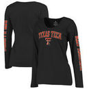 Texas Tech Red Raiders Fanatics Branded Women's Primary Distressed Arch Over Logo Long Sleeve Hit T-Shirt - Black