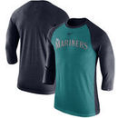 Seattle Mariners Nike MLB Tri-Blend Raglan 3/4-Sleeve T-Shirt – Aqua/Navy
