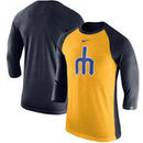Seattle Mariners Nike MLB Tri-Blend Raglan 3/4-Sleeve T-Shirt – Gold/Navy