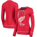 Detroit Red Wings adidas Women's Hockey Stitch Lace Long Sleeve Top – Heather Red
