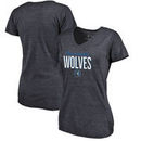 Minnesota Timberwolves Fanatics Branded Women's Navy Nostalgia Tri-Blend V-Neck T-Shirt