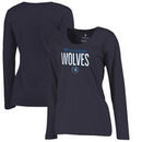 Minnesota Timberwolves Fanatics Branded Women's Nostalgia Plus-Size Long Sleeve T-Shirt - Navy