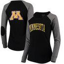 Minnesota Golden Gophers Women's Preppy Elbow Patch 2-Hit Arch and Logo Long Sleeve T-Shirt – Black/Gray