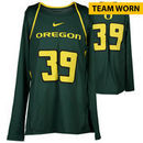 Oregon Ducks Fanatics Authentic Women's Lacrosse Team-Worn #39 Green and Yellow Long Sleeve Jersey used between the 2010 - 2016 
