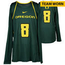 Oregon Ducks Fanatics Authentic Women's Lacrosse Team-Worn #8 Green and Yellow Long Sleeve Jersey used between the 2010 - 2016 S