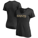 New Orleans Saints NFL Pro Line by Fanatics Branded Women's Wordmark V-Neck Plus Size T-Shirt - Black