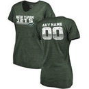 New York Jets NFL Pro Line by Fanatics Branded Women's Personalized Retro Tri-Blend V-Neck T-Shirt - Green