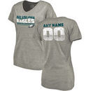 Philadelphia Eagles NFL Pro Line by Fanatics Branded Women's Personalized Retro Tri-Blend V-Neck T-Shirt - Heathered Gray