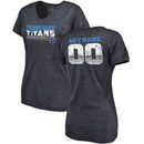 Tennessee Titans NFL Pro Line by Fanatics Branded Women's Personalized Retro Tri-Blend V-Neck T-Shirt - Navy