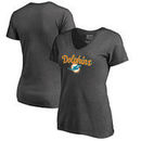 Miami Dolphins NFL Pro Line by Fanatics Branded Women's Freehand Plus Size V-Neck T-Shirt - Dark Heathered Gray