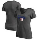 New York Giants NFL Pro Line by Fanatics Branded Women's Freehand Plus Size V-Neck T-Shirt - Dark Heathered Gray