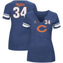 Walter Payton Chicago Bears Majestic Women's Hall of Fame For All Time Name & Number Tri-Blend V-Notch T-Shirt - Navy